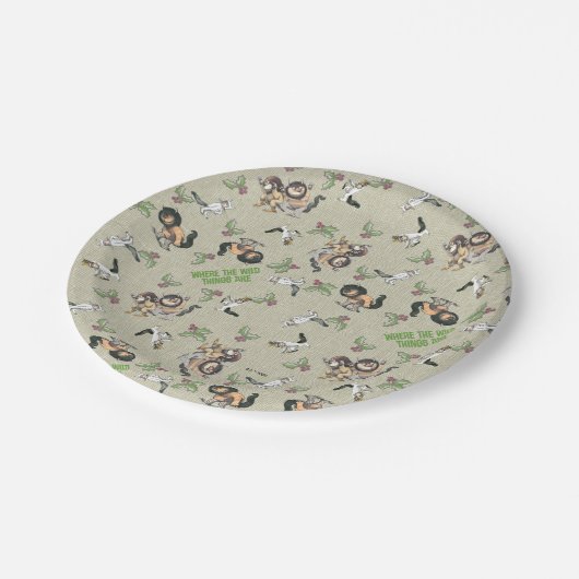 Wild Rumpus Holiday Pattern Pappteller (Schrägansicht)