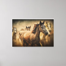Wild Running Horses: Western Rustic Wildlife Art