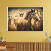 Wild Running Horses: Western Rustic Wildlife Art Leinwanddruck (Insitu (Wohnzimmer))
