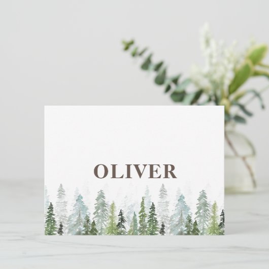 WILD | Rustikale Geburtsankündigungskarte mit Bäum Save The Date (Stehend Vorderseite)