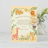 Wild Safari Adventure Awaits Baby Shower Dankeskarte (Stehend Vorderseite)
