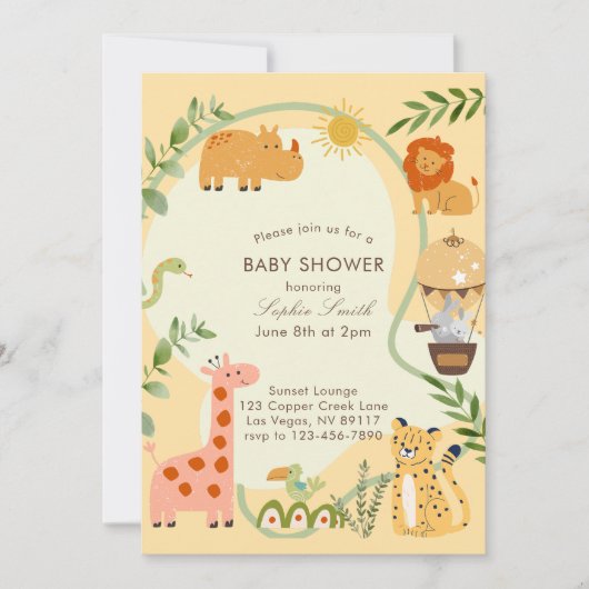 Wild Safari Adventure erwartet Baby Shower Einladung (Vorderseite)