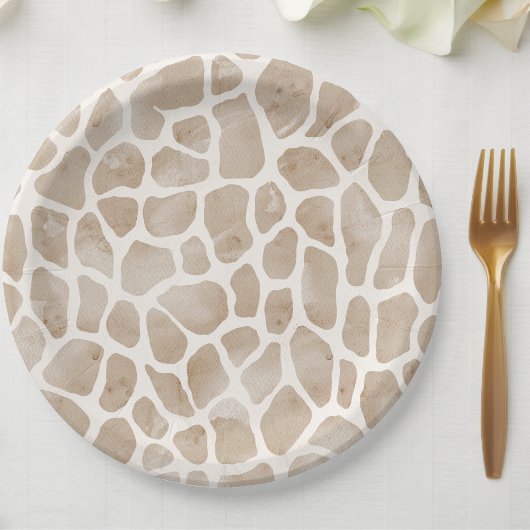 Wild Safari Animal Giraffe Print Pappteller