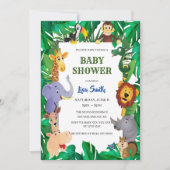 Wild Safari Animal Jungle Baby Shower Einladung (Vorderseite)