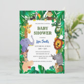 Wild Safari Animal Jungle Baby Shower Einladung (Stehend Vorderseite)