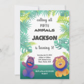Wild Safari Animal Party Theme for Kids Einladung (Vorderseite)