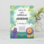 Wild Safari Animal Party Theme for Kids Einladung (Stehend Vorderseite)