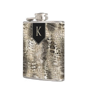 Wild Safari Animal Print mit Ihrem Monogramm Flachmann (Links)