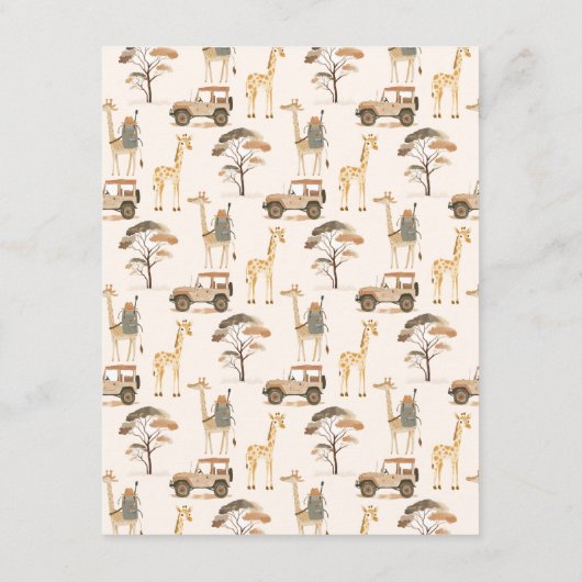 Wild Safari Animals Baby Dusche Wünsche für Baby Begleitkarte (Rückseite)