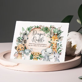 Wild Safari Animals Baby Duwer Diaper Raffle Begleitkarte