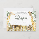 Wild Safari Animals Baby Duwer Diaper Raffle Einladung (Vorderseite)