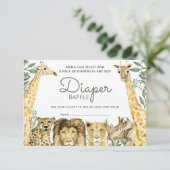 Wild Safari Animals Baby Duwer Diaper Raffle Einladung (Stehend Vorderseite)