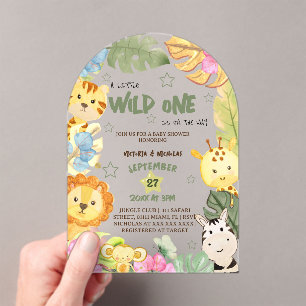 Wild Safari Animals Baby Shower Acryleinladungen