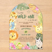 Wild Safari Animals Baby Shower Acryleinladungen (Vorderseite)