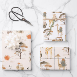 Wild Safari Animals Baby Shower Geschenkpapier Set