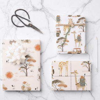 Wild Safari Animals Baby Shower Geschenkpapier Set