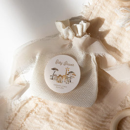 Wild Safari Animals Baby Shower Runder Aufkleber