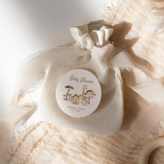 Wild Safari Animals Baby Shower Runder Aufkleber