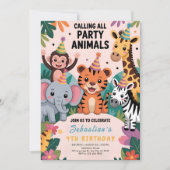 Wild Safari Animals Birthday Einladung (Vorderseite)