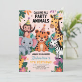 Wild Safari Animals Birthday Einladung (Stehend Vorderseite)