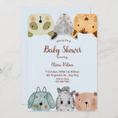 Wild Safari Animals Boy Baby Dusche Einladung (Vorne/Hinten)
