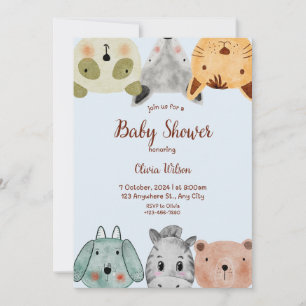 Wild Safari Animals Boy Baby Dusche Einladung