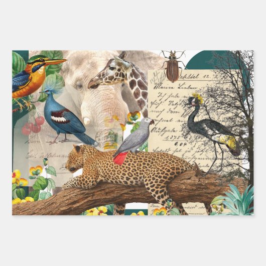 Wild Safari Animals Geschenkpapier Set (Vorderseite)