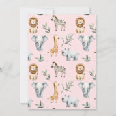 Wild Safari Animals Girl Baby Shower Einladung (Rückseite)