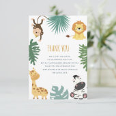 Wild Safari Baby Dusche Dank Karte (Stehend Vorderseite)
