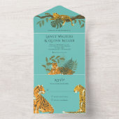 Wild Safari Big Cats Hochzeit in einer Einladung (Innen Boden)