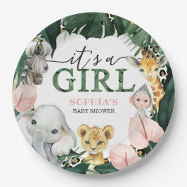 Wild Safari Es ist ein Girl Baby Shower Paper Tell Pappteller