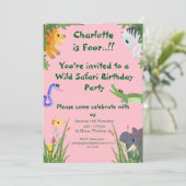 Wild Safari Geburtstagsparty Einladung (Stehend Vorderseite)