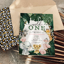 Wild Safari Jungle Animals 1. Geburtstag Einladung