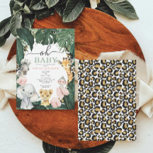 Wild Safari Jungle Animals Kinderdusche Einladung