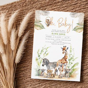 Wild Safari Jungle Baby Animals Baby Shower Einladung