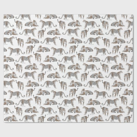 Wild Safari Jungle Leopard Gemustert Geschenkpapier (Flach)