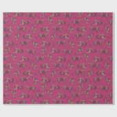 Wild Safari Jungle Pink Leopard Gemustert Geschenkpapier (Flach)