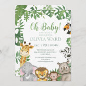 Wild Safari Jungle tropische Vegetation Kinderdusc Einladung (Vorne/Hinten)