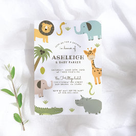 Wild Safari Niedlich Baby Dusche Einladung