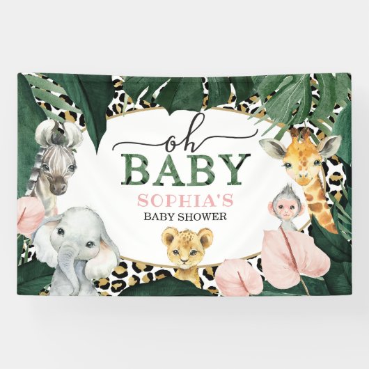 Wild Safari Oh Baby Shower Banner (Horizontal)