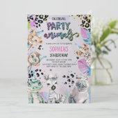 Wild Safari Party Tiere Jungle Tiere Geburtstag Einladung (Stehend Vorderseite)