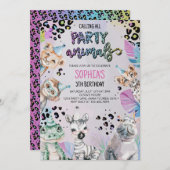Wild Safari Party Tiere Jungle Tiere Geburtstag Einladung (Vorne/Hinten)