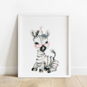 Wild Safari Party Zebra Animal Birthday Poster