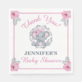 Wild Safari Pink Floral Elephant Baby Dusche Serviette (Vorderseite)