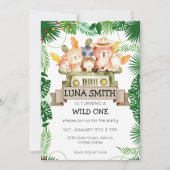 Wild Safari Thema Geburtstagsparty Einladung (Vorderseite)
