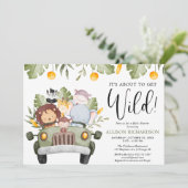 Wild Safari Tiere Junge Dusche bekommen Einladung (Stehend Vorderseite)