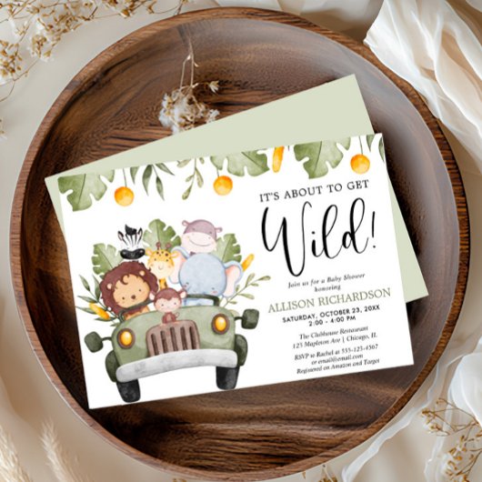 Wild Safari Tiere Junge Dusche bekommen Einladung