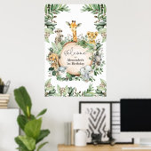 Wild Safari Tiere Rustikale Vegetation Geburtstag Poster (Heimbüro)