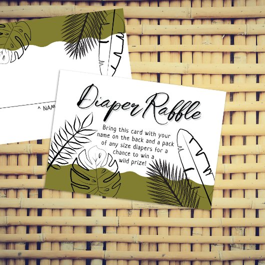 Wild Safari Verlasst Olive Green Diaper Raffle Begleitkarte