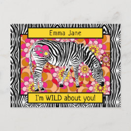 Wild Safari Zebra Hippie Valentine's Day Postkarte